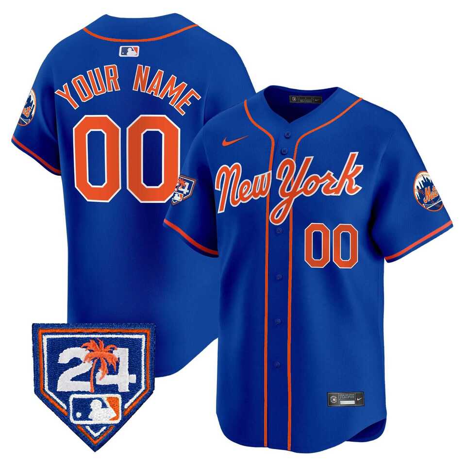Men%27s New York Mets Active Player Cutsom Royal 2024 Spring Training Vapor Premier Limited Stitched Baseball Jersey